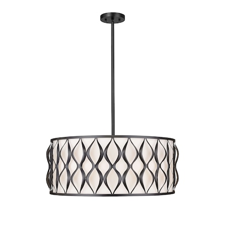 Z-Lite Harden Pendant, 8-Light, 26.25 In.W x 11.75 In.H, Matte Black/White 1948P26-MB